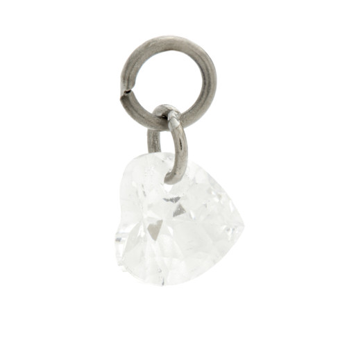 Ti Heart Shaped Gem Charm Attachment Ti Heart Shaped Gem Charm Attachment