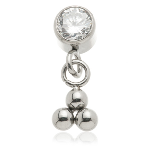 Ti Internal Gem with Hanging Trinity Charm Ti Internal Gem with Hanging Trinity Charm