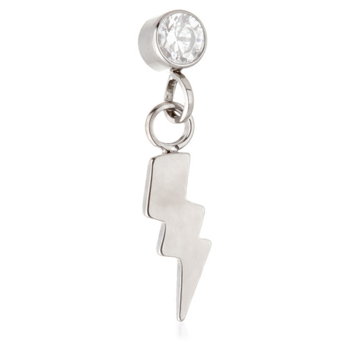 Ti Internal Jewelled Bezel Attachment with Hanging Lightning Bolt Charm Ti Internal Jewelled Bezel Attachment with Hanging Lightning Bolt Charm
