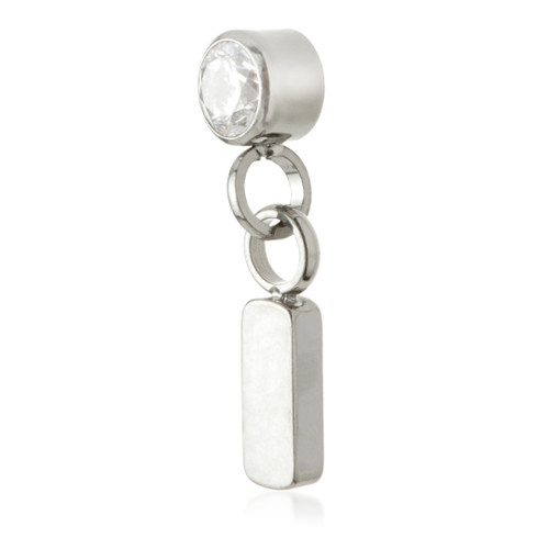 Ti Internal Jewelled Bezel Attachment with Hanging Rectangle Charm Ti Internal Jewelled Bezel Attachment with Hanging Rectangle Charm