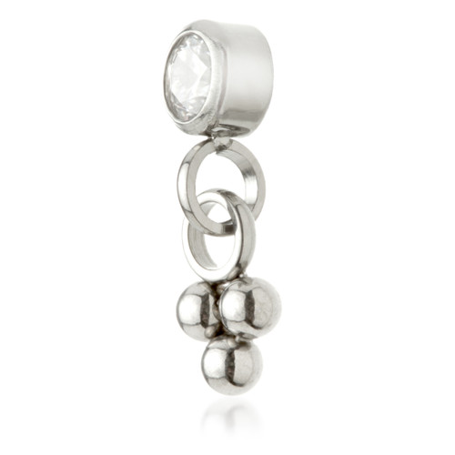 Ti Internal Jewelled Bezel Attachment with Trinity Dot Charm Ti Internal Jewelled Bezel Attachment with Trinity Dot Charm
