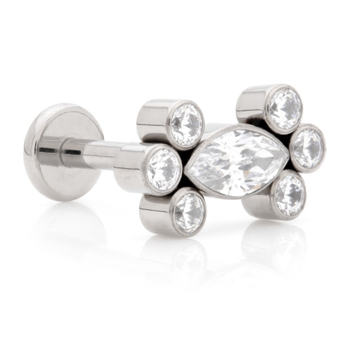 Ti Internal Labret with Single Marquise with Double Tri Beads Attachment