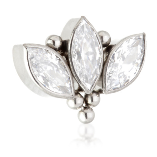 Ti Threadless Jewelled Triple Marquise with Tri Bead Attachment Ti Threadless Jewelled Triple Marquise with Tri Bead Attachment