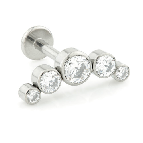 Ti Threadless Labret with Gem Crescent Ti Threadless Labret with Gem Crescent