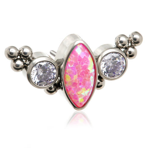 Ti Threadless Marquise Crescent with Tri Beads Attachment Pin Ti Threadless Marquise Crescent with Tri Beads Attachment Pin