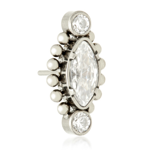 Ti Threadless Millegrained Marquise with Side Gem Attachment