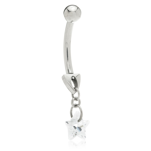 TiC Reversible Belly Bar with Crystal Star - 10