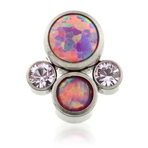 Titanium Internal Micro Quad Opal Gems - Purple