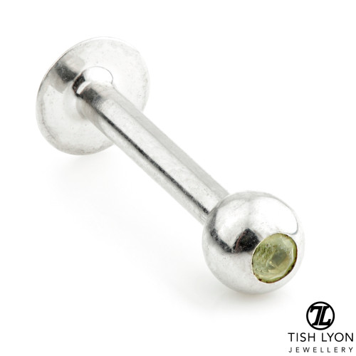 TL - 14ct Gold Micro Peridot External Thread Labret