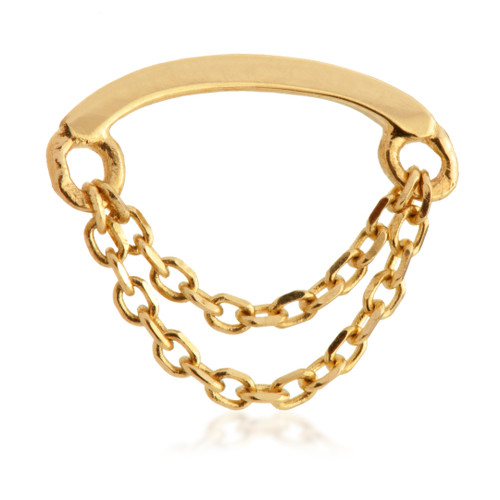 TL - 14ct Threadless Curved Bar & Double Chain Attachment