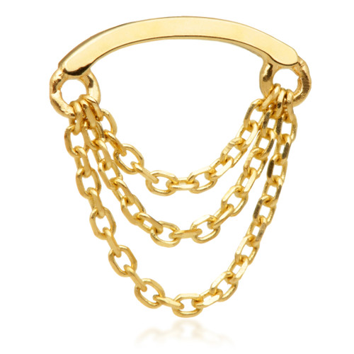 TL - 14ct Threadless Curved Bar & Triple Chain Pin Attachment