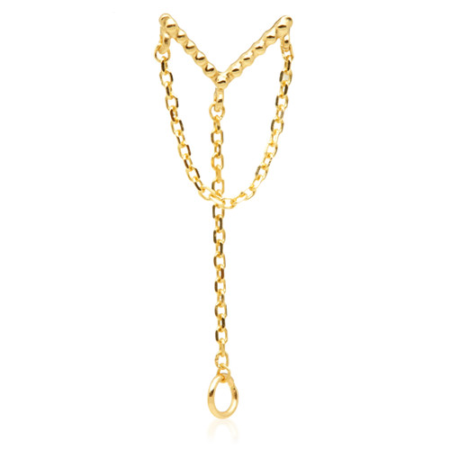 Tish Lyon 14ct Threadless Milligrained V Shaped Double Chain Pin Attachment