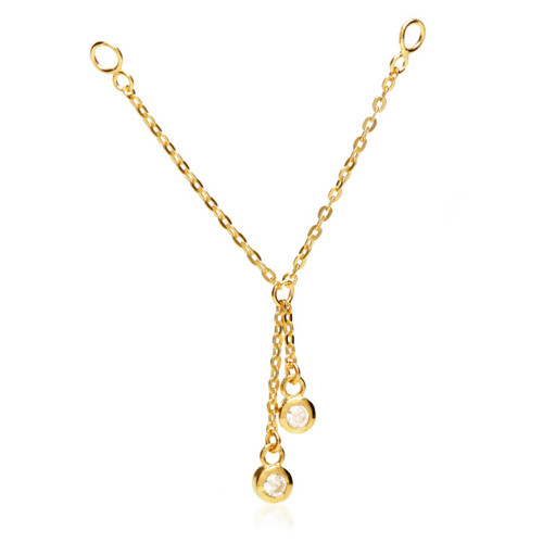 TL - 9ct Gold Hanging Chain with Double Jewelled Bezel