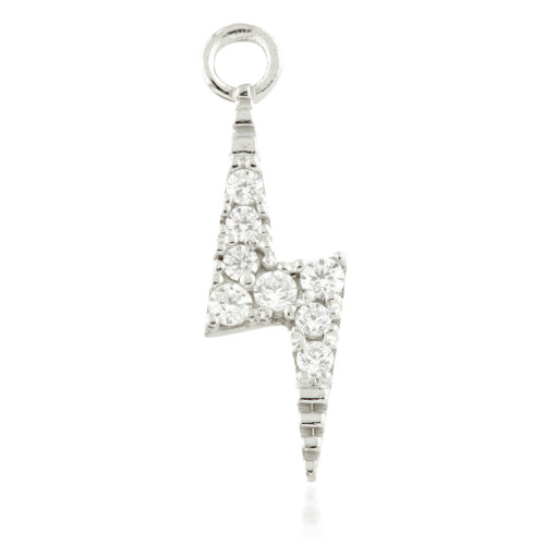 9 Carat Solid Gold Jewelled Lightning Bolt Hoop Charm for Hinge Ring