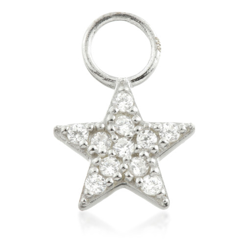 9 Carat Solid Gold Jewelled Star Hoop Charm for Hinge Segment Ring