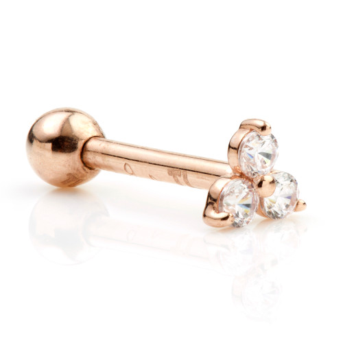 Trinity Gem 9 Carat Solid Gold Barbell Earring