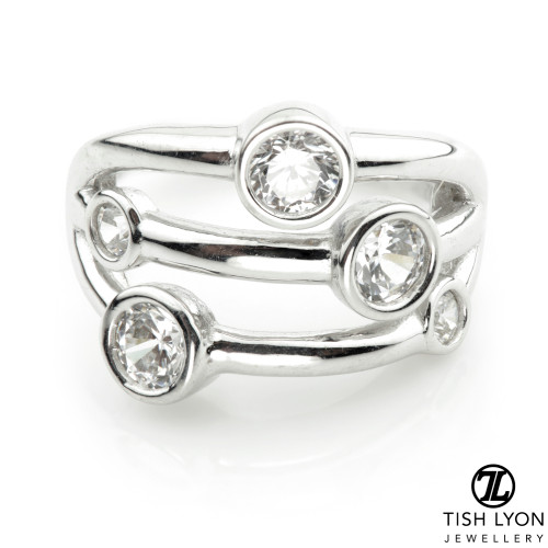 Tish Lyon Gold CZ Banded Hinge Ring
