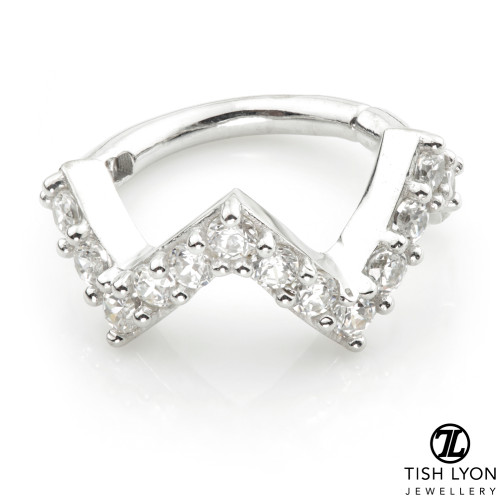 TL - Gold CZ Pave Zig-Zag Hinge Ring