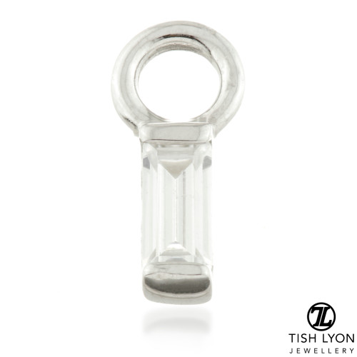 9 Carat Solid Gold Gem Baguette Hoop Charm for Hinge Segment Ring