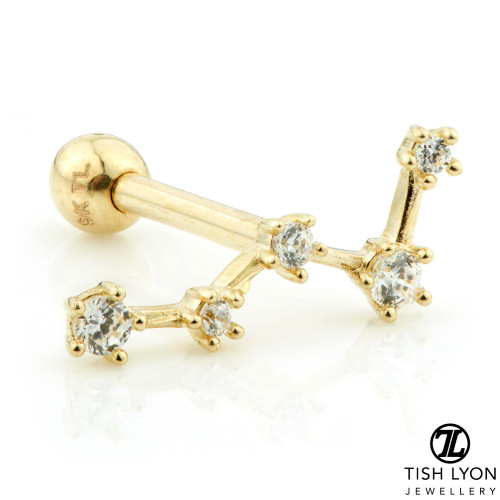 Gem Constellation 9 Carat Solid Gold Barbell Earring