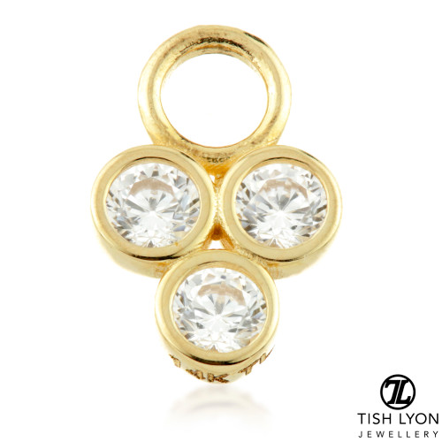9 Carat Solid Gold Tri Gem Hoop Charm for Hinge Segment Ring 9 Carat Solid Gold Tri Gem Hoop Charm for Hinge Segment Ring