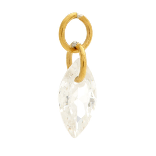 Zircon Gold Ti Marquise Shaped Gem Charm Attachment Zircon Gold Ti Marquise Shaped Gem Charm Attachment