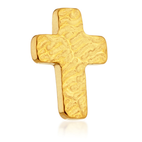 Zircon Gold Ti Threadless Rippled Cross Attachment Zircon Gold Ti Threadless Rippled Cross Attachment