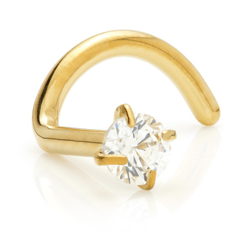 Zircon Gold Ti Prong Set Gem Nose Stud