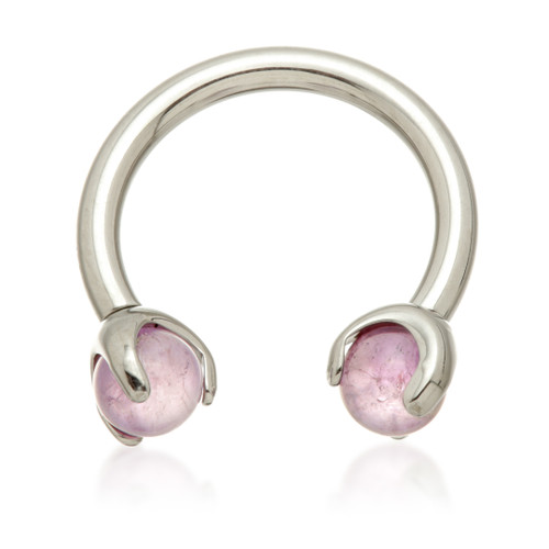 Ti Internal Circular Barbell with Double Semi Precious Stone Prong