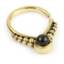 1x Black Onyx Brass V Shape Open Ring