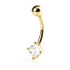 9ct Angled Square Gem Belly Bar