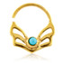Art Deco Fan Silver Open Ring with Turquoise Gem