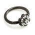Black Steel Flower Gem Hinged Ring