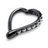 Black Steel Hinge Side Multi Gem Heart Ring