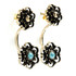 Brass Flower Studs with Turquoise Ear Jackets Earrings (Pair)