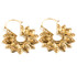 Brass Lotus Flower Hoop Earrings (Pair)