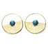 Brass Turquoise Disk Hoop Earrings (Pair)