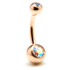 Rose Gold Steel Double Jewelled Baby Navel Bar