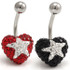 SALE Multi Gem Star Black Heart Belly Bar