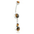 Ti External Double Disk Navel With Tiger Eye Hanging Stones