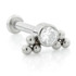 Ti Threadless Labret with Gem Double Tri-Bead Cluster Attachment