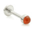 Ti Threadless Labret with Red Agate Stone Bezel Attachment