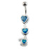 Triple Heart Silver & Steel Navel