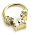 Zircon Gold Steel Square Gem Hinged Ring