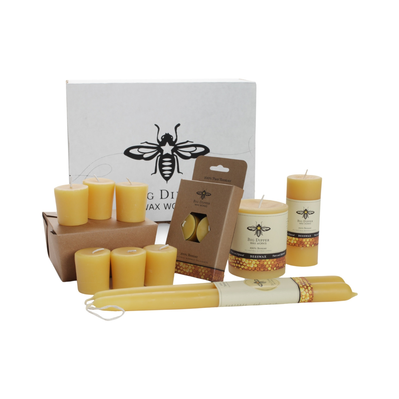 Set of 3 100% pure beeswax pillar candle gift set, contemporary set