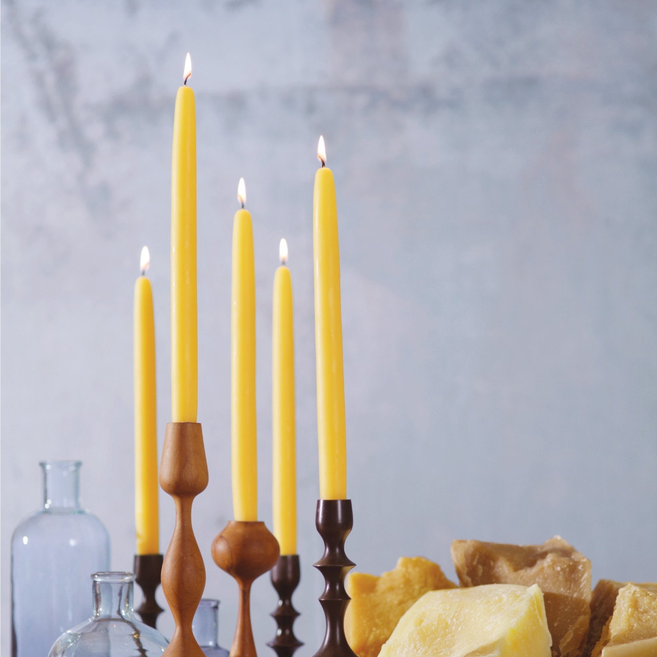 Pure Beeswax Taper Candles, Dipped Look