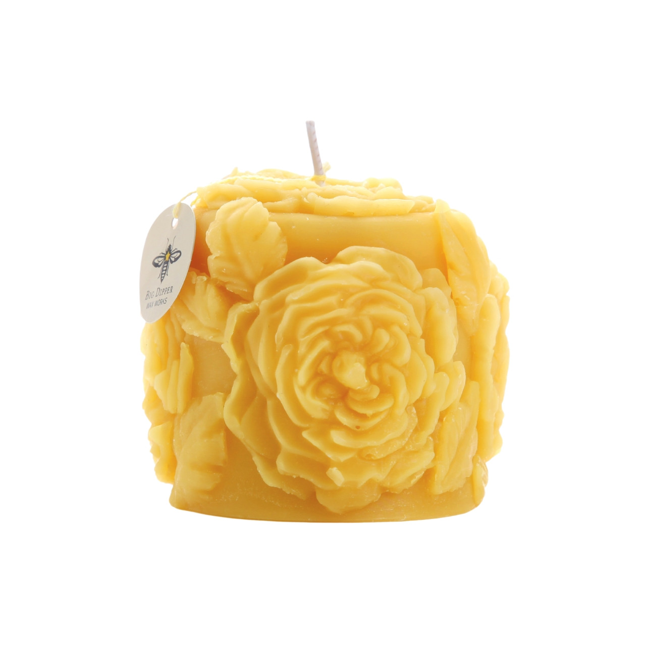 Beeswax Rose Blossom Pillar Candle | Big Dipper Wax Works