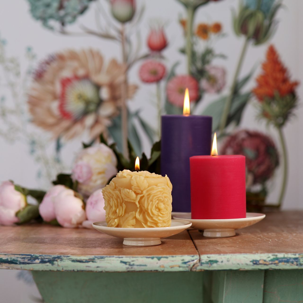 ※専用【在庫セール】ビューティー＆ビースト パワーオブフラワーエッセンス Beeswax Rose Blossom Pillar Candle | Big Dipper Wax Works