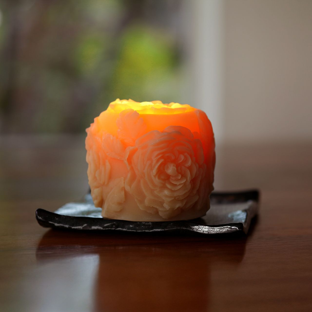 Beeswax Rose Blossom Pillar Candle | Big Dipper Wax Works
