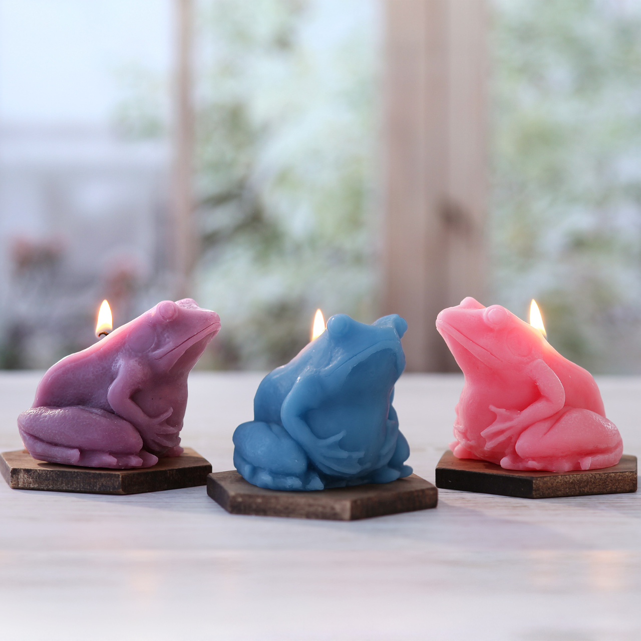 Cherry Blossom Pink Frog Candle – Handcrafted Beeswax